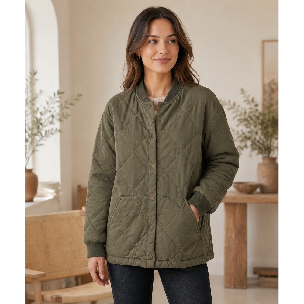 Alpine Design Quilted Lightweight Bomber Jacket Medium Bitter Sage NWT